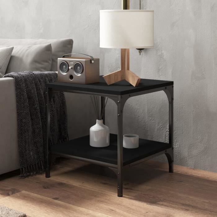 819377 vidaXL Table d'appoint Noir 40x40x40 cm Bois d'ingénierie