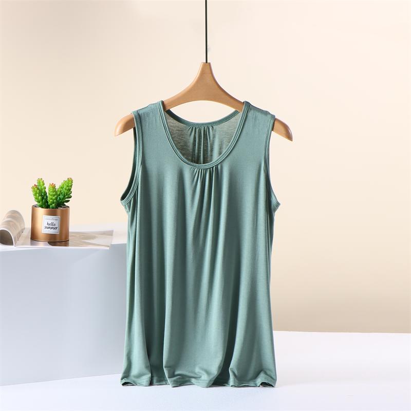 Moda Feminina Solto Cor Sólida Sem Mangas Gola Redonda Regata