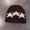 Star Print Knitted Beanie Hat Windproof Pentagram Beanie Hat Niche Y2K Style Cap  Unisex Daily Wear