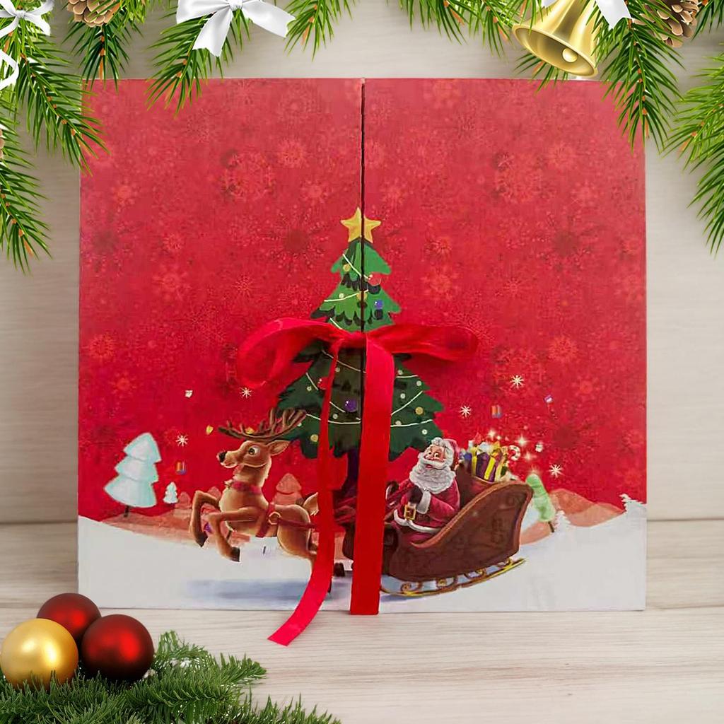 2025 Christmas Advent Calendar Empty Gift Box 24 Days Countdown Printed Santa Claus Collectible Box for Home Kitchen Party Decor