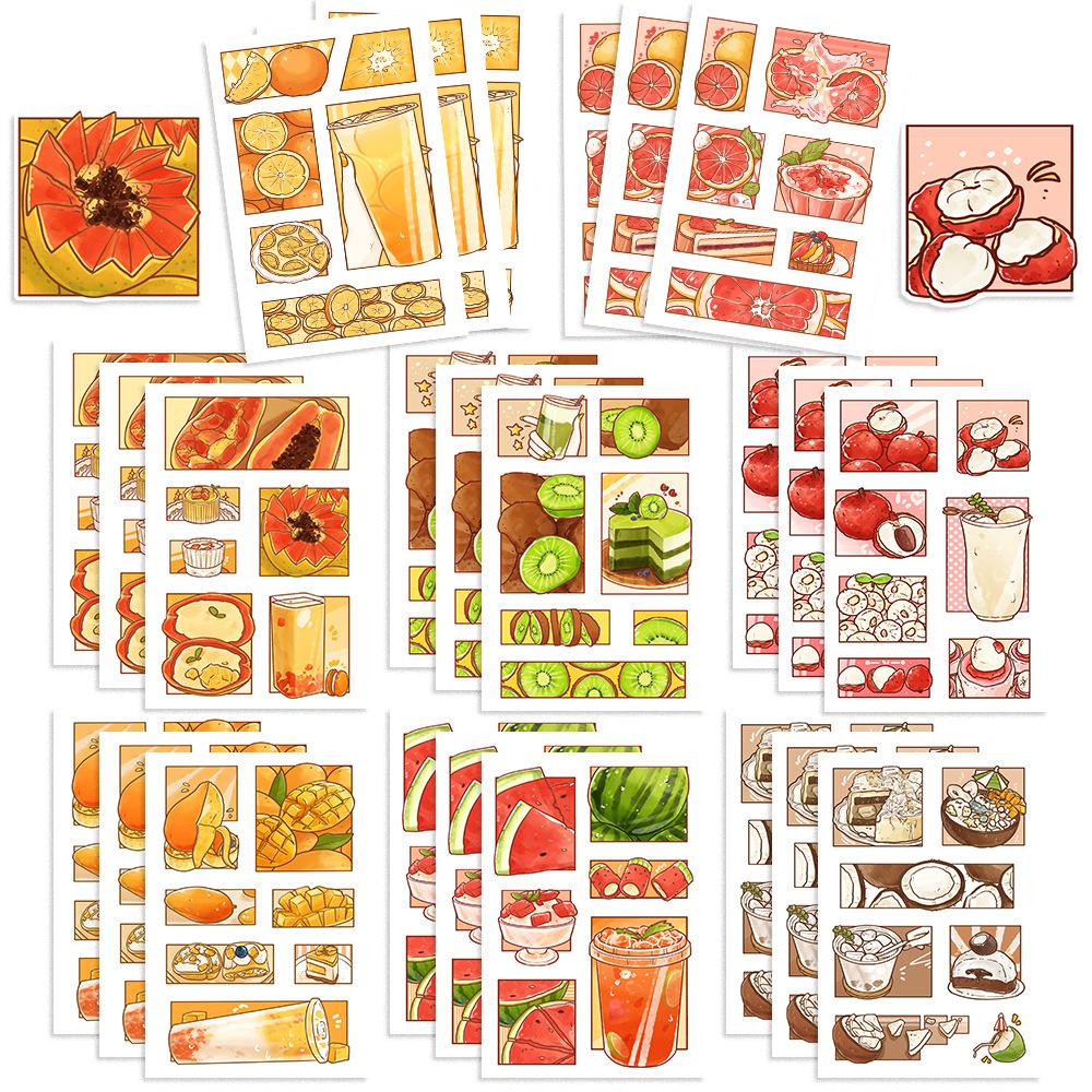 

8 Cartoon Cool Summer Dessert Collage Set Stickers Handicraft Waterproof Matching Decoration Stickers DIY
