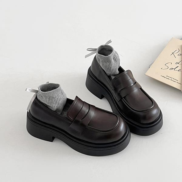 Fashion Women Shoes Autumn Oxfords Clogs Platform All-Match Female Footwear Loafers With Fur British Style Round Toe Fall Retro Summer L