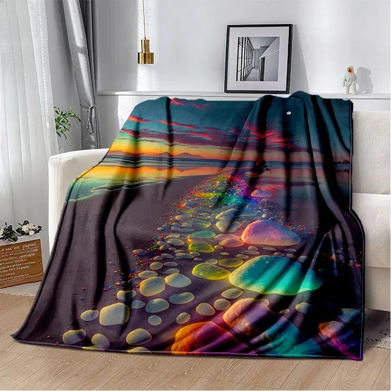 Weiche Bunte Kieselsteinweg Überwurfdecke Naturinspiriertes Design für Zuhause Schlafzimmer Bett Sofa Abdeckung Kinder Neuer Stil