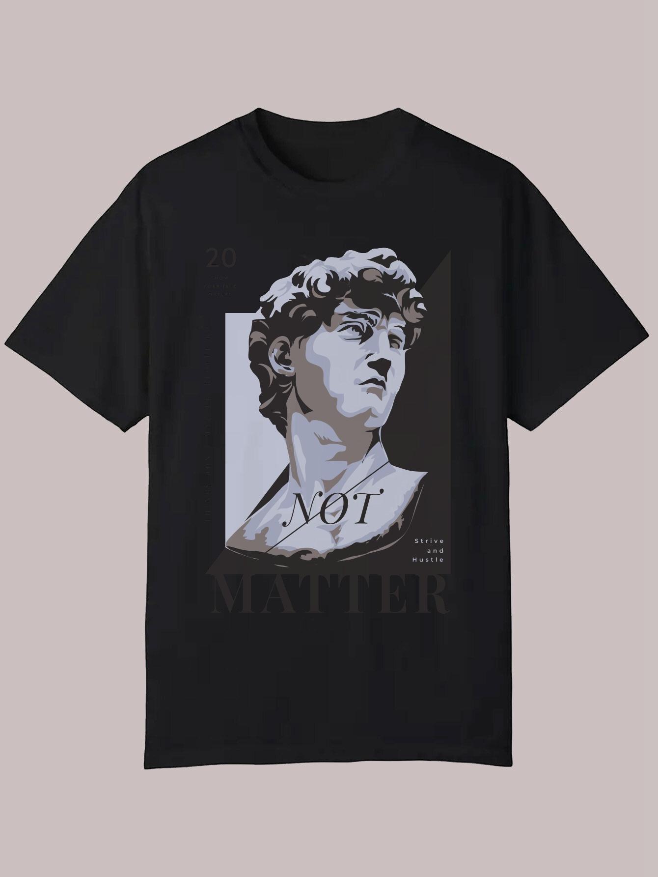 Black Graphic T-shirt - Classical Bust Portrait XXXL