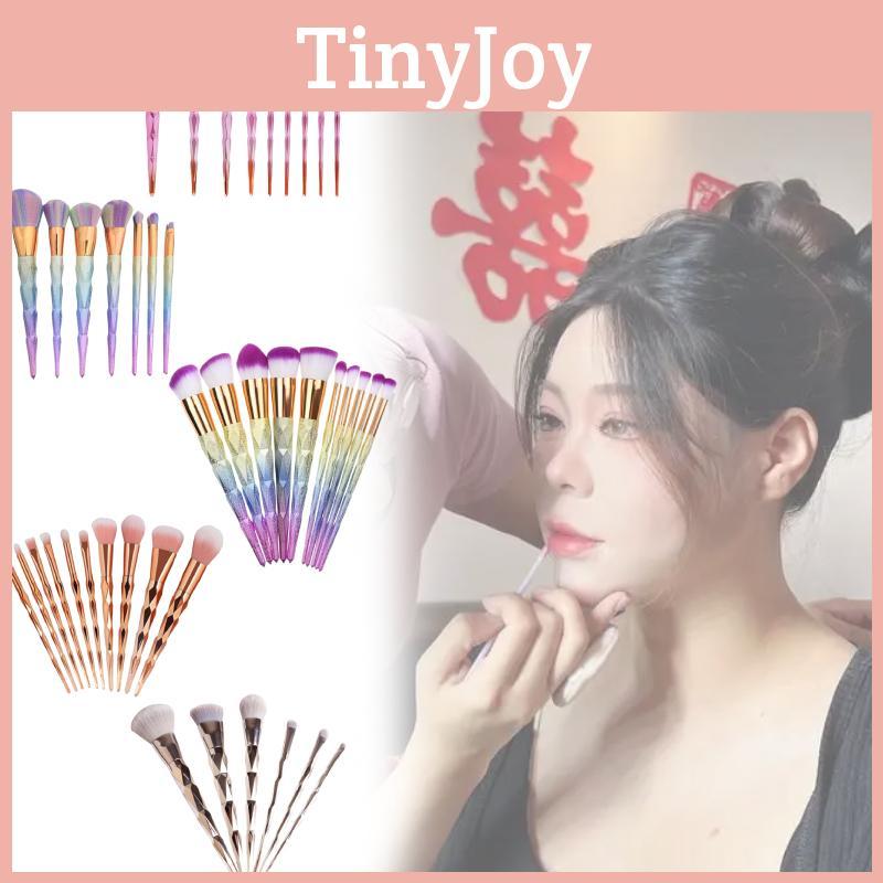 Makeup Brush Set With 10 Colorful Gradient Bristle Tools For Daily Use