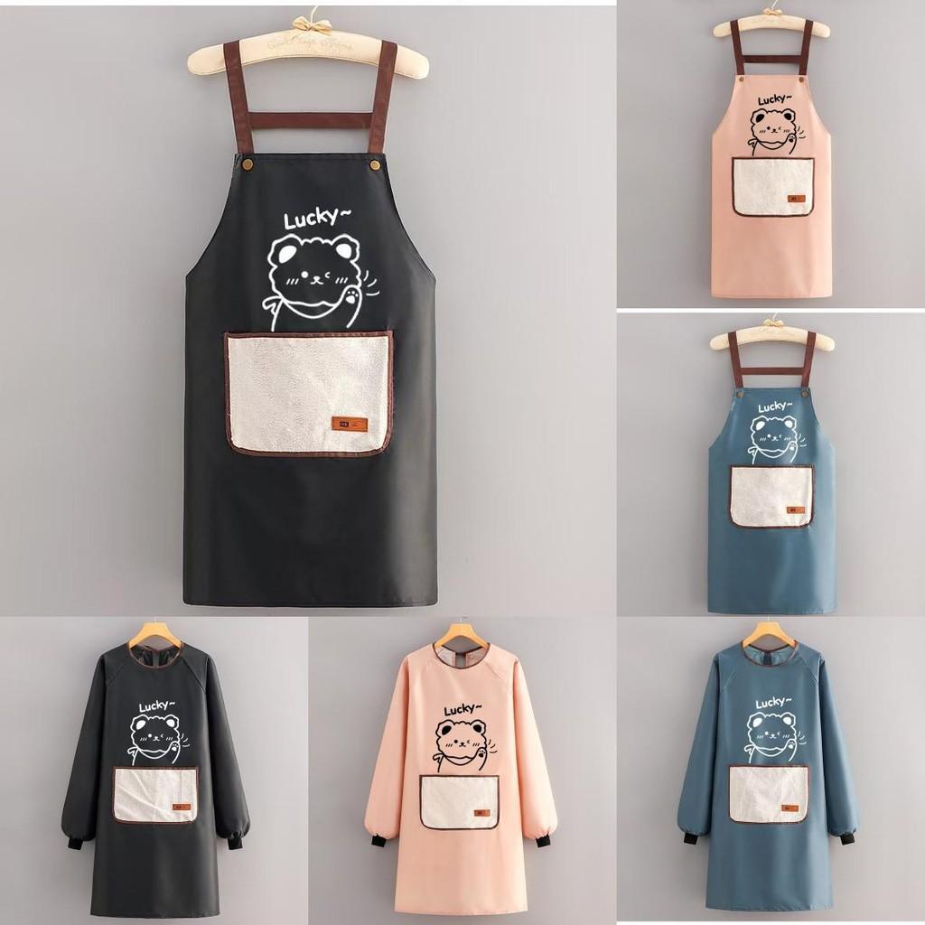 Long Cartoon Waterproof Sleeve Apron Kitchen Oil Resistant Cooking Thickened