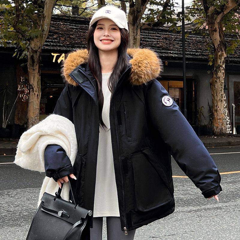 Damen Verdickte Daunenjacke mit Pelzkragen Winter Warmer Mantel