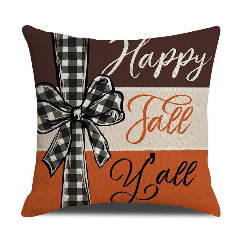 Höst Pumpa Kuddfodral Heminredning Linne Tryck Thanksgiving Högtid Prydnadskuddfodral Vardagsrum Soffa