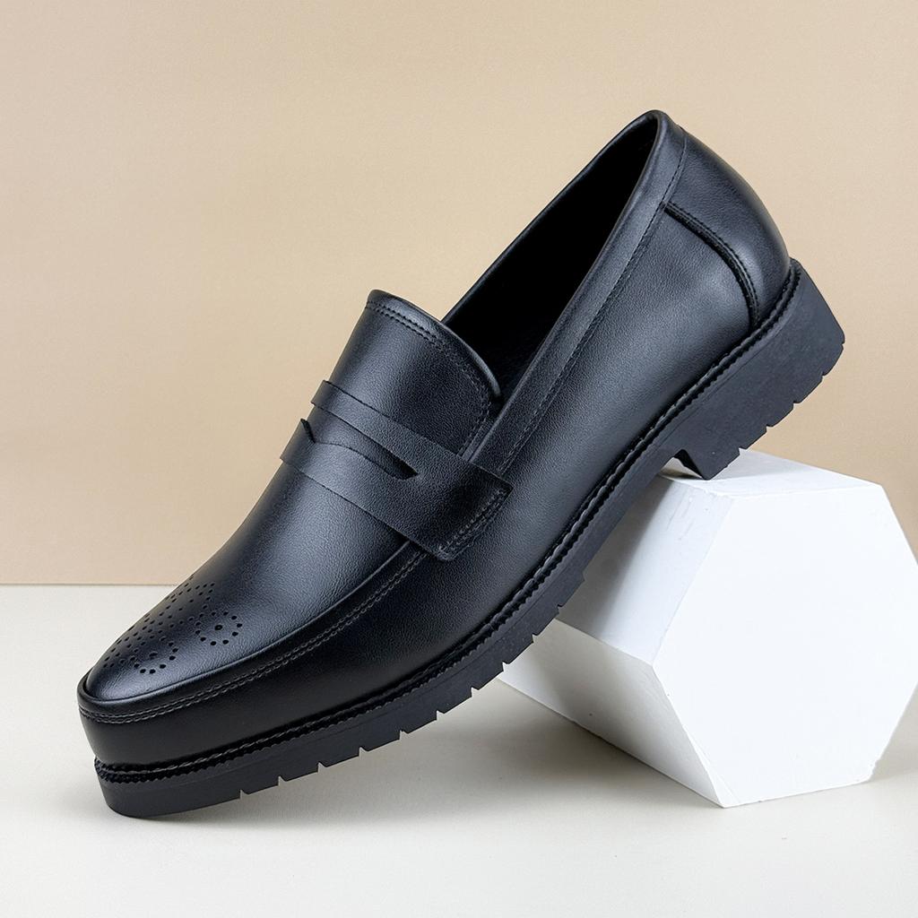 Men's Formal Leather Shoes British Style Oxford Loafers Round Toe Breathable N-Slip Business Dress Wedding Office Casual Shos