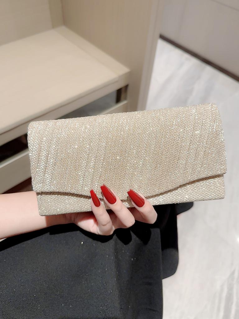 Mini Women's Metallic Silk Evening Bag Flap Square Bag Pleated Design Evening Bag Dress Bag Party Bag Clutch Bag Prom Clutch Cha