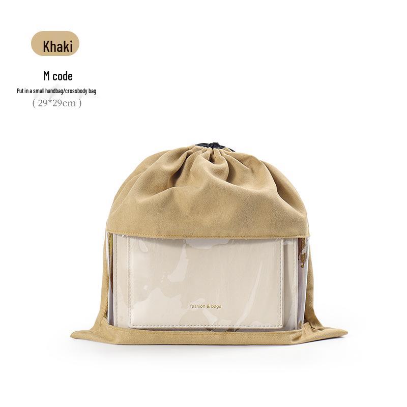 Luxury Transparent Moistureproof Drawstring Storage Bag with Breathable Dustproof Flocking