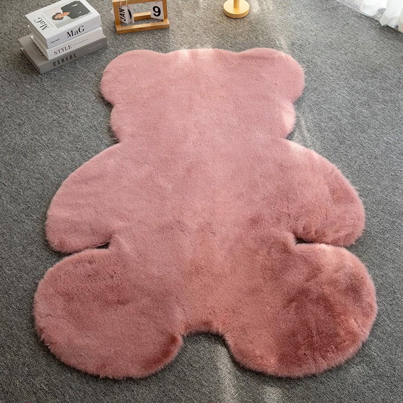 Cross-Border Bear Rug: Faux Rabbit Fur Floor Mat for Living Room, Bedroom, or Nursery.