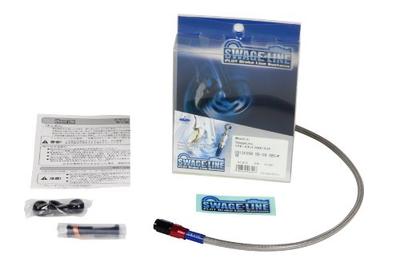 SWAGE LINE NS400R 84-86 RAR030 Rear Brake Hose Kit, Aluminum (Red/Black) Clear Hose