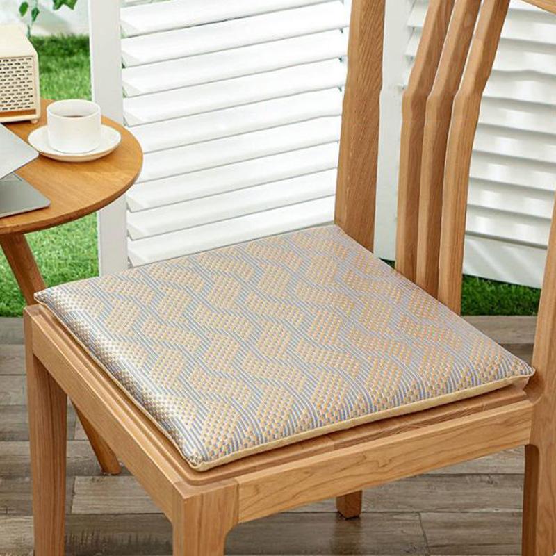 Summer Rattan Cool Cushion High Elastic Memory Cotton Dining Chair Mat Anti-slip Seat Cushion with Buckle at The Bottom