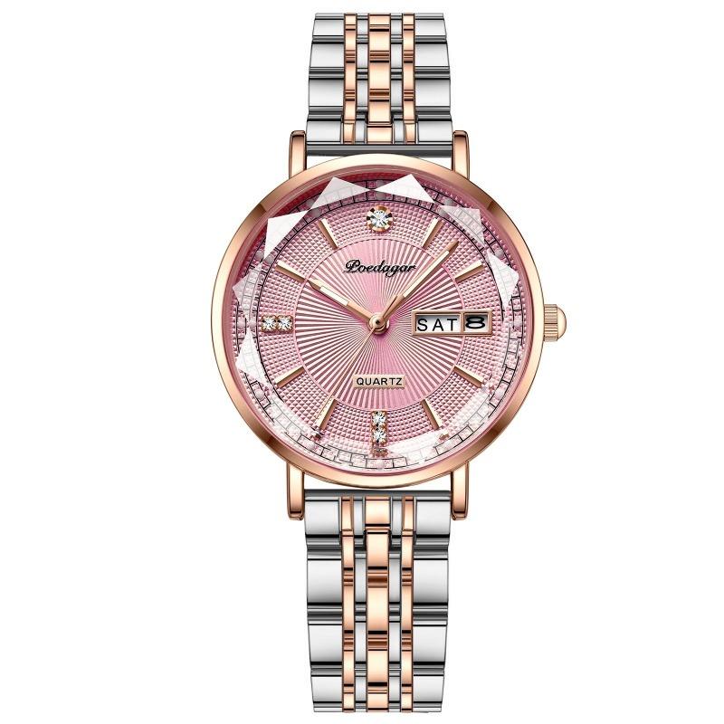 Top Brand New Waterproof Luminous Women's Watch Double Calendar Quartz Luxury Fashion Watch
