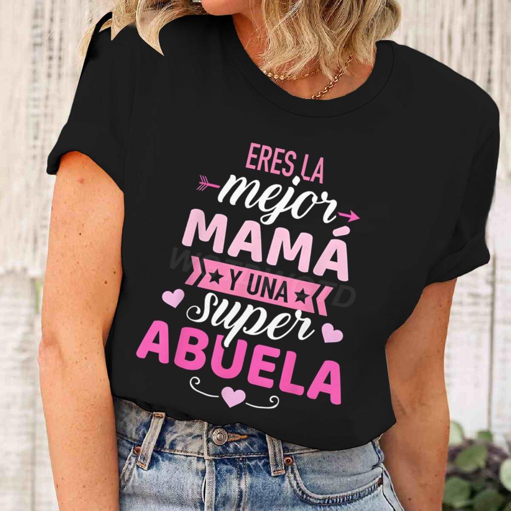 Mom Grandma Matching Tshirt Pink White Print Short Sleeve Top Best Mom Super Grandma Casual Daily Wear Top Unisex