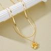 2pcs Retro Gold Color Flower Pendant Necklaces for Women Simple Elegant Snake Chain Necklace Set Fashion Aesthetic Charm Jewelry