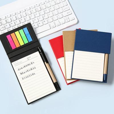 Compact Multi-color Flip-top Sticky Notes Notebook with Pen - Portable & Thickened Simple Notepad