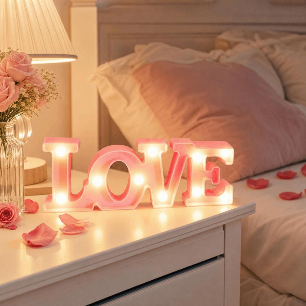 Warm White LED Night Light LOVE Letter Shape Light Sign Novelty LED Lamp Home Decor