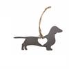 Metal Dachshund Dog Shaped Hanging Ornament with Heart Cutout for Indoor Outdoor Decoration and Seasonal Display