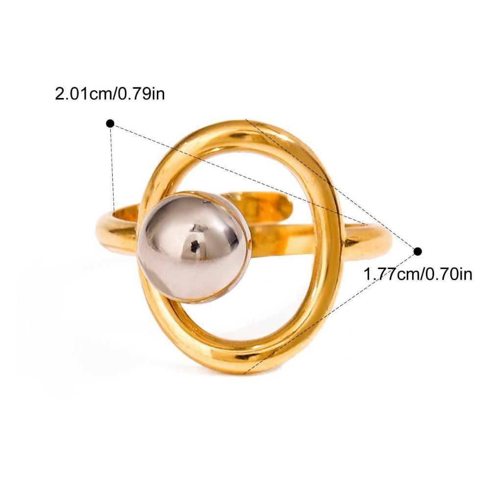 

18K Gold Color Plated Finger Rings Stainless Steel Material Double Tone Design Geometric Rings Hollow Construction PVD Plated