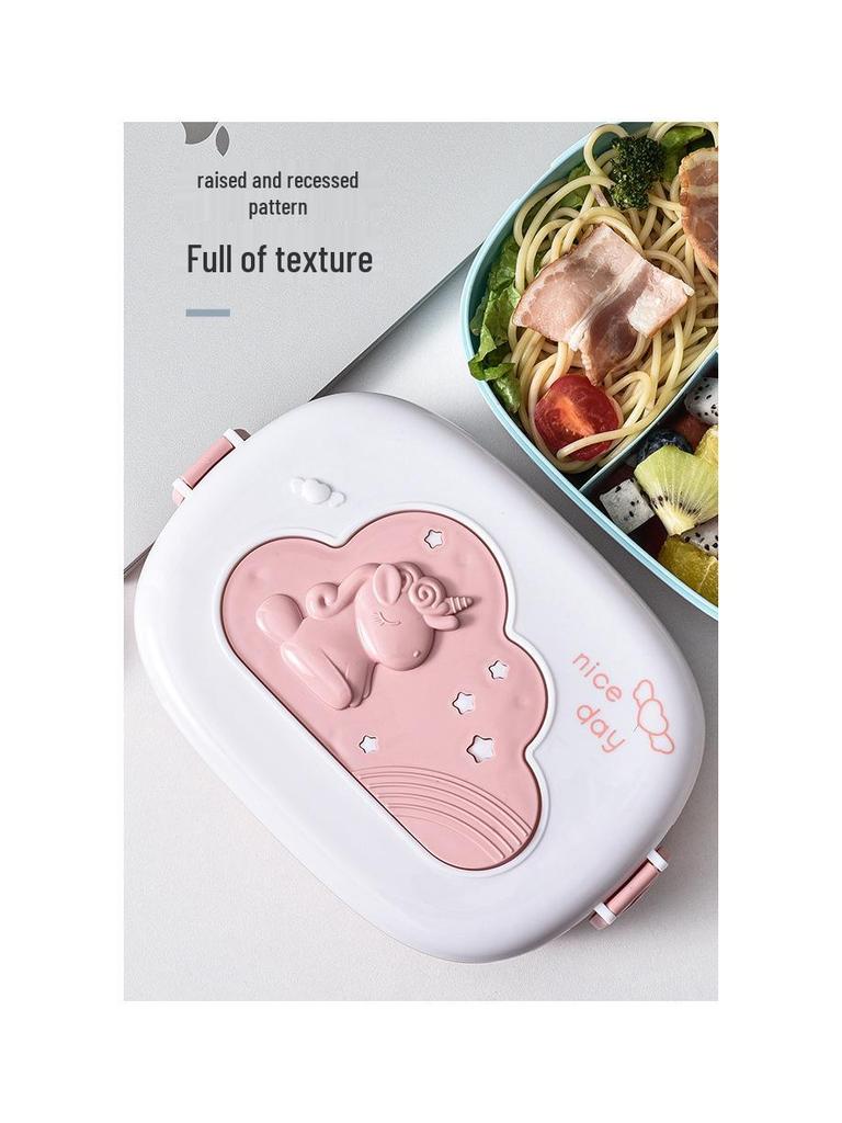 Scatola Bento Ovalare a Cartoni Animati: Lunch Box Portatile con Scomparti, Adatta al Microonde, per Studenti e Adulti