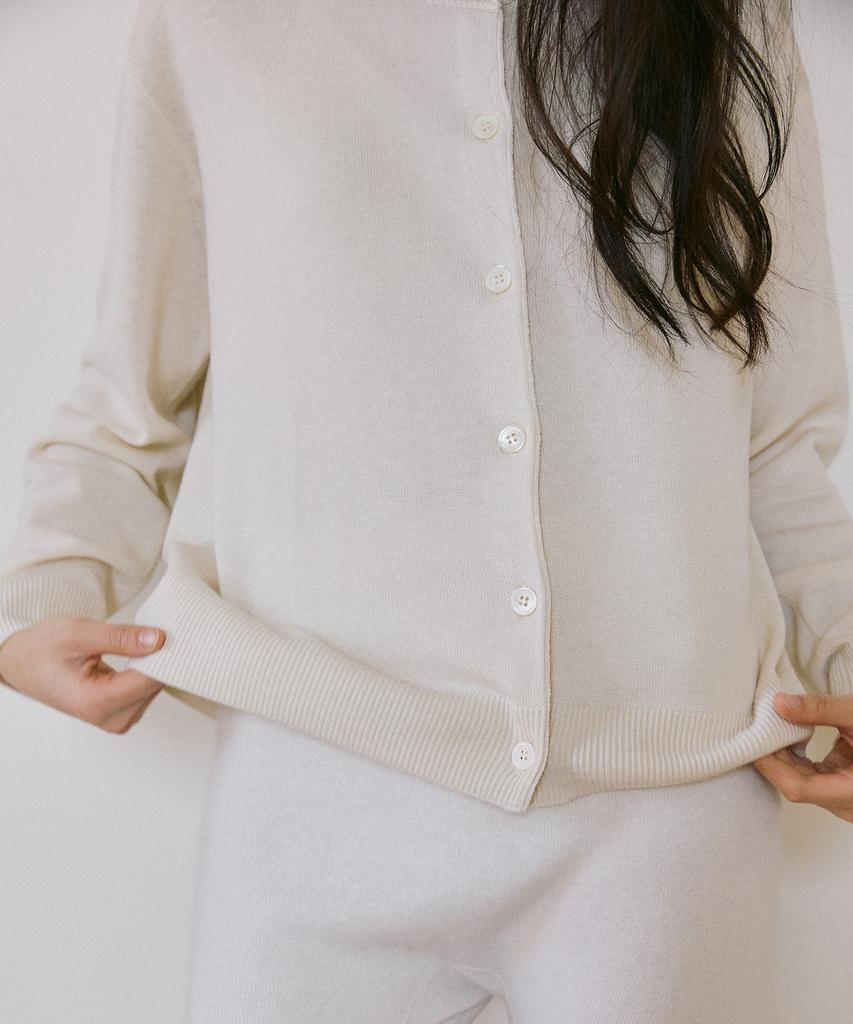 Peulob Silk Wool Cardigan Ivory