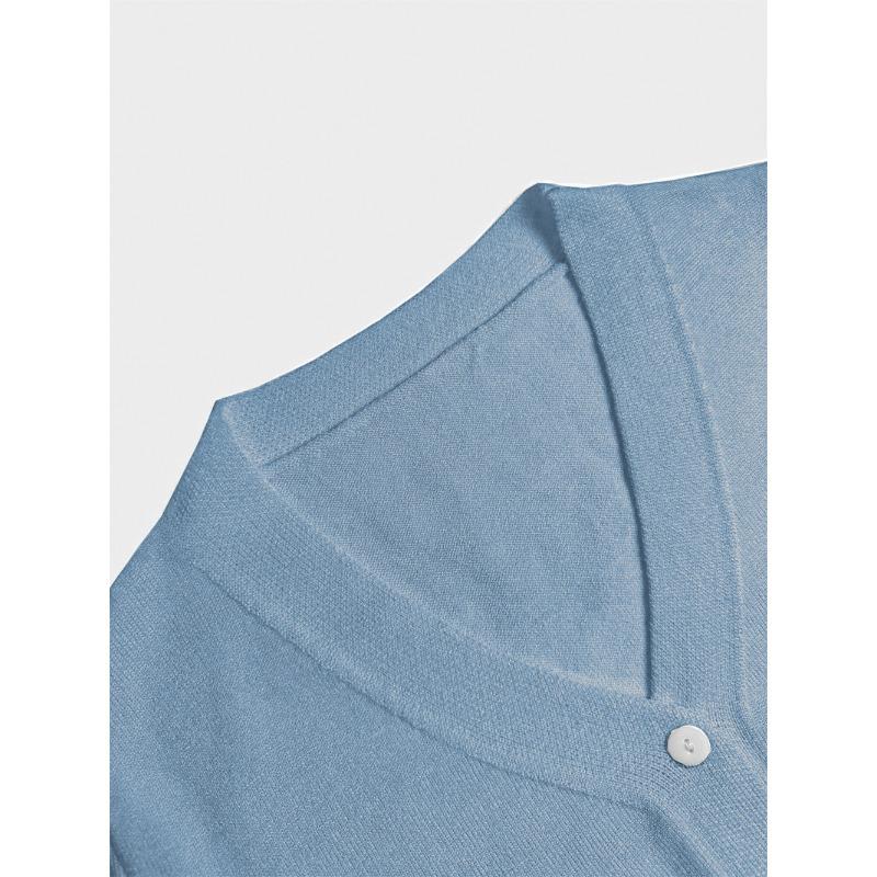 YYFS Camicette e camicie con scollo a V a maniche lunghe con stampa tinta unita primavera autunno moda casual da donna