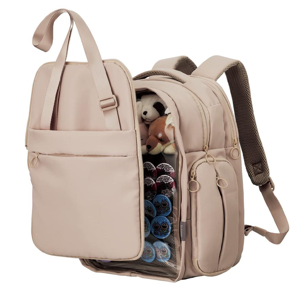 ELECOM Backpack, Oshigoto Bag, Ita Bag, Medium, with Detachable Front Parts, Mimic Mode, Oshikatsu Mode, Greige, BM-OGBP02MGY