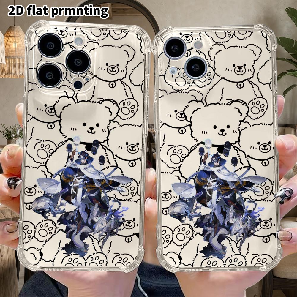 Phone case: 2D flat suitable for iPhone 18 17 16 15 14 13 Pro, transparent four corner protective case, wizard, Christmas and Halloween gift