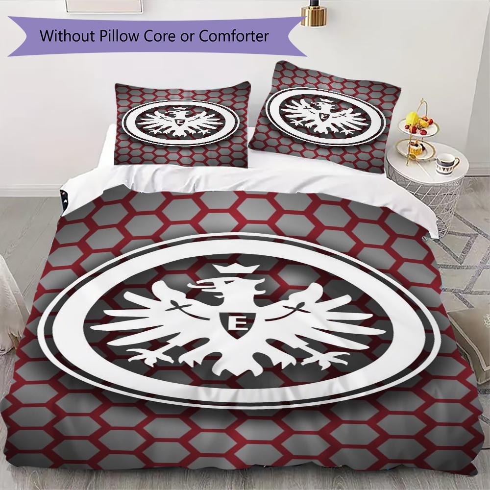 Eintracht Frankfurt Pattern Bedding,Quilt Set Quilt Cover Pillowcase Home Birthday Gift(1 * Duvet Cover + 2 * Pillowcase, Without Core)_lx