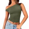 Slant Neck Top, Sexy Babes Slanted Shoulders, Solid Color Vest, Summer Women's Off-the-shoulder Pullover, Off-the-navel Women's Clothing