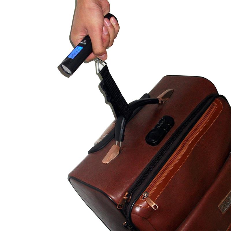 Báscula de Equipaje Digital de Mano Báscula de Peso para Viaje para Equipaje con Linterna y Pantalla LCD Retroiluminada Azul