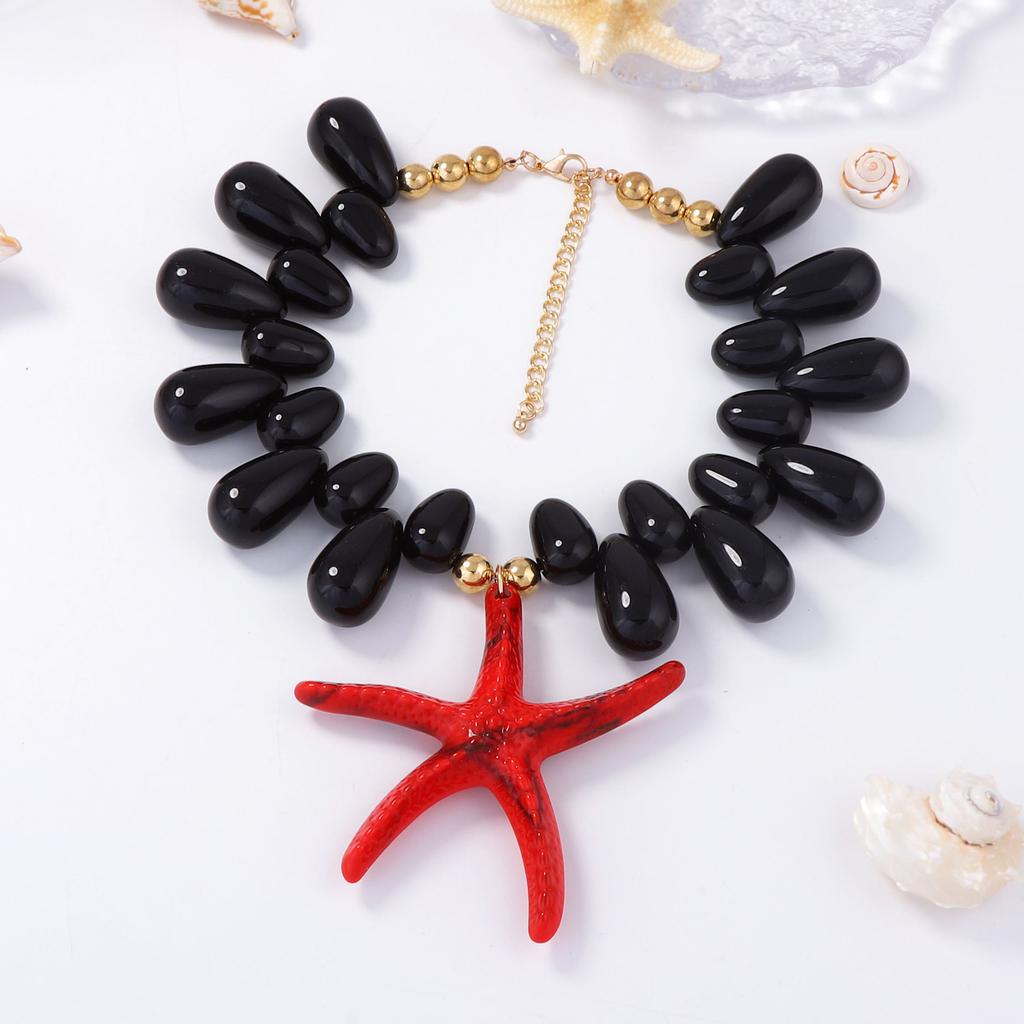 Ocean Leisure Vacation Style Colorful Exaggerated Starfish Pendant Necklace