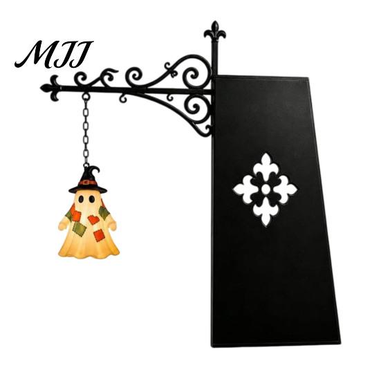 Retro Style Halloween Props Library Lantern, Decorative Bookshelf Lamp, Patchwork Ghost Durable Seasonal Holiday Accents Light with Witch Hat, Spooky
