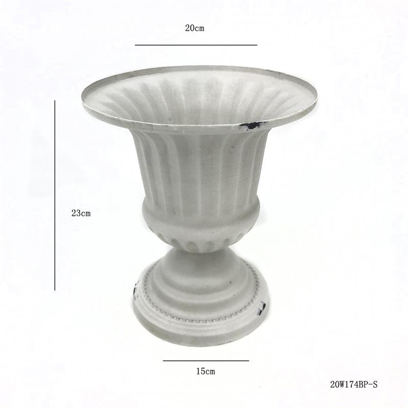 Antique Look Metal Flower Pot - Wedding Table Centerpiece Dried Flower Holder for Home Decor Vintage Style Photo Shoot Accessory