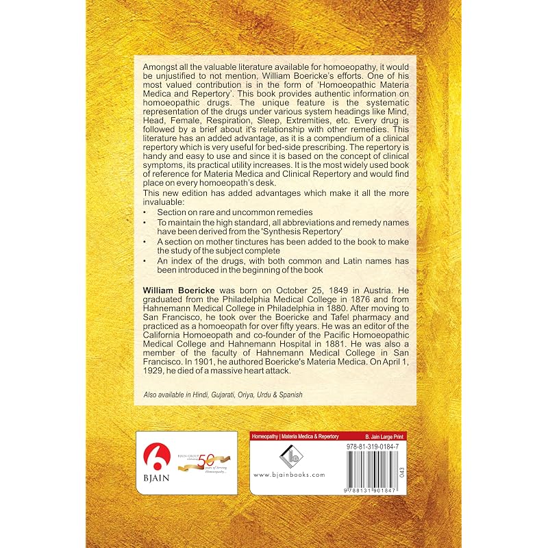 Boericke' New Manual of Homeopathic Materia Medica with Repertory