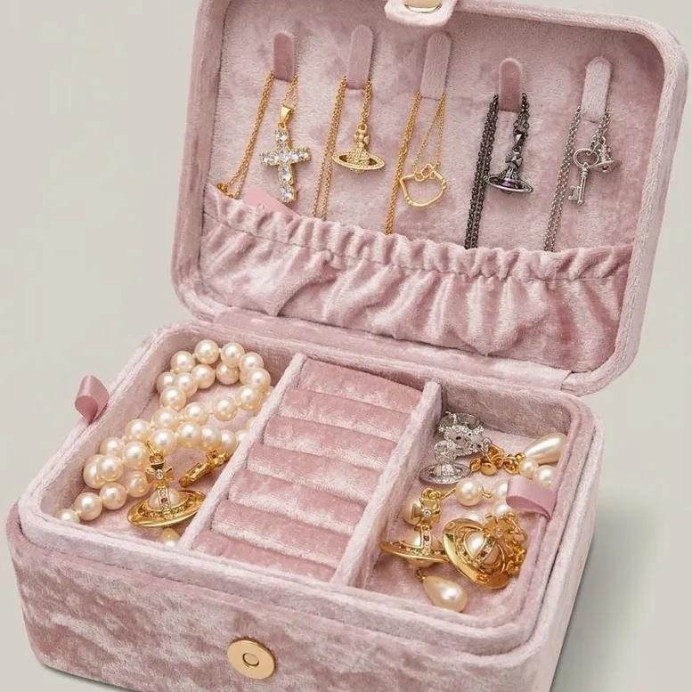 Flower Knows ledge Jewelry Box Flocking Polarized Pink Storage Box Ring Earrings Necklace Jewelry Girl Storage Box