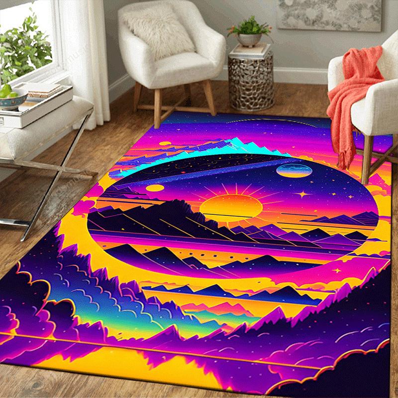 1pc Sun, Moon and Stars Print Design Area Rug - Soft, Anti-Slip, and Durable Gaming Room Decor for Bedroom