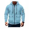 Jaqueta com Capuz e Zíper Masculina - Casual Outono/Inverno Cor Sólida Moletom com Pelúcia