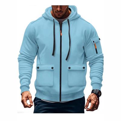 Men's Hooded Zipper Jacket - Autumn/Winter Casual Solid Color Plus Velvet Sweatshirt