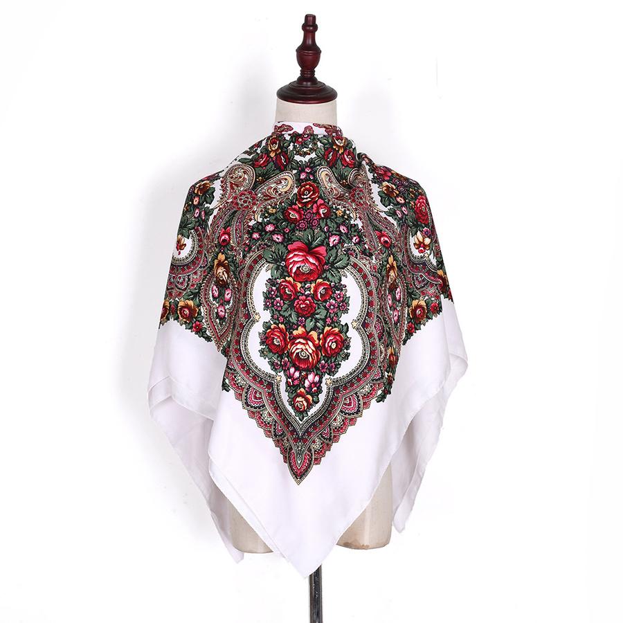 National Style Women's Large Scarf Travel Shawl Warm Air Conditioning Towel Sunscreen Wrap Xinjiang Russia Printed Scarf