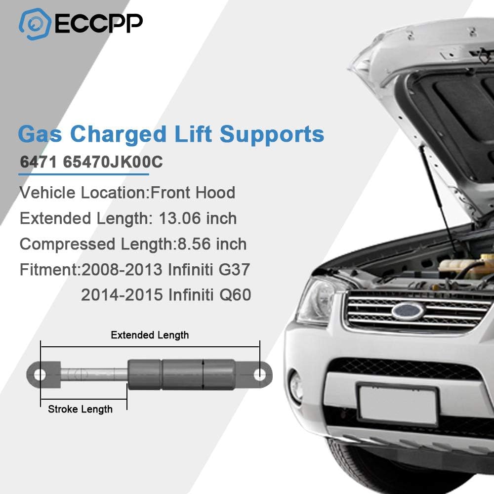 ECCPP Lift Supports Front Hood Struts Gas Springs Shocks for Infiniti G37 2007-2013,for Infiniti Q60 2014-2015 Compatible with 6471 Strut Set of 2