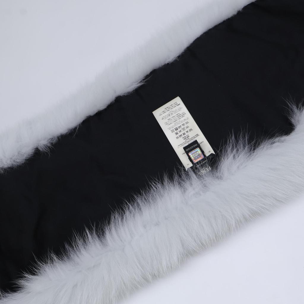 FENDI [Excellent Condition/Domestically Authorized] FNL121 1UY F07SQ Fox Fur/Silk Leather Belt Tippet Scarf HERON+BLACKUsed