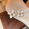 French Light Luxury High-end Drip Glaze Flower Stud Earrings Niche Design Unique Earrings Simple Face Earrings
