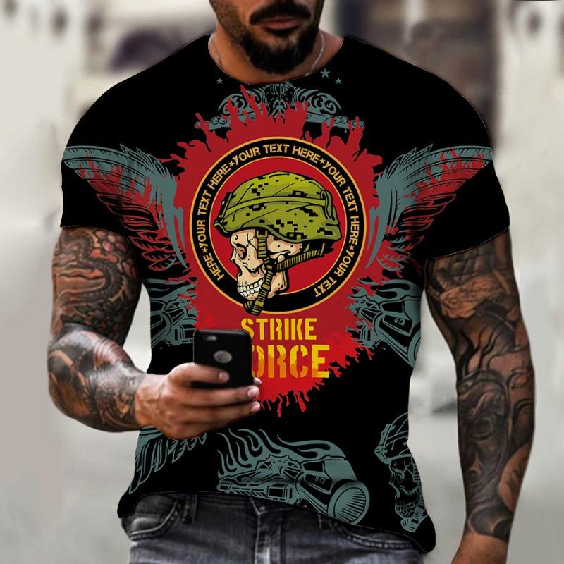 Men's 3D Printed T-Shirt Colorful Skull Pattern Print Short Sleeve O-Neck Pullover Casual Top