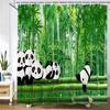 3D Printed Cartoon Cute Panda Shower Curtain Green Plant Bamboo Scenery  Bathroom Polyester Waterproof Shower Curtain With Hook