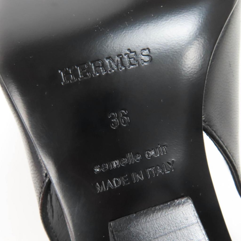 Hermes Pumps Antim 55 Slingbacks aus Leder mit spitzer Zehenpartie schwarzes Leder Damen 36 Gebraucht