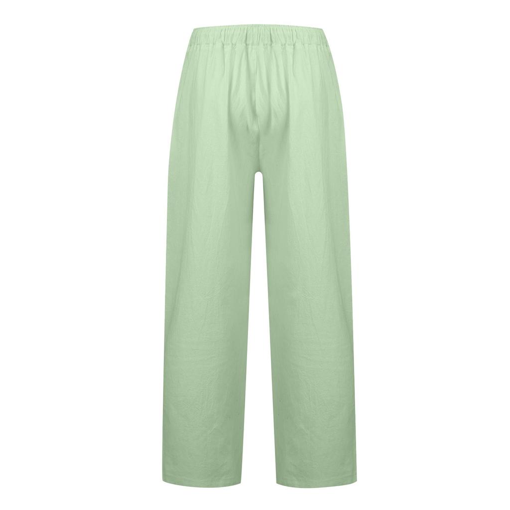 Men's Casual Loose And Comfortable Casual Pants Cotton Linen Printed Drawstring Trousers