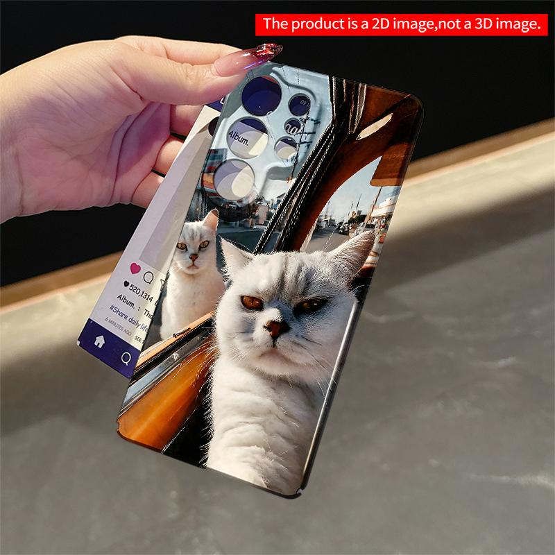 2DFlat Samsung Phone Case White Cats Car Window Selfie Applicable To Galaxy S22 S23 S24 S25ULTRA S26 A12 A13 A14 A15 A16